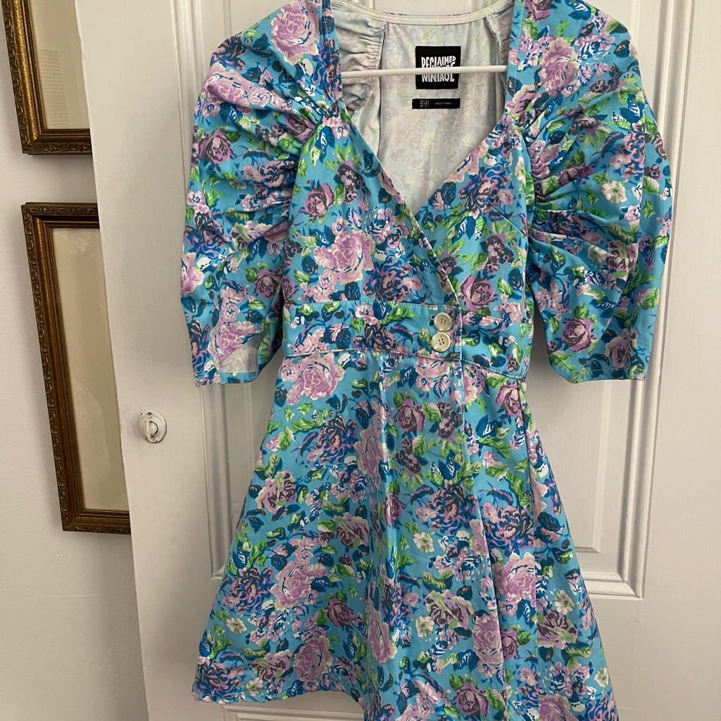 Reclaimed Vintage Floral Printed Denim Dress Us Size 2